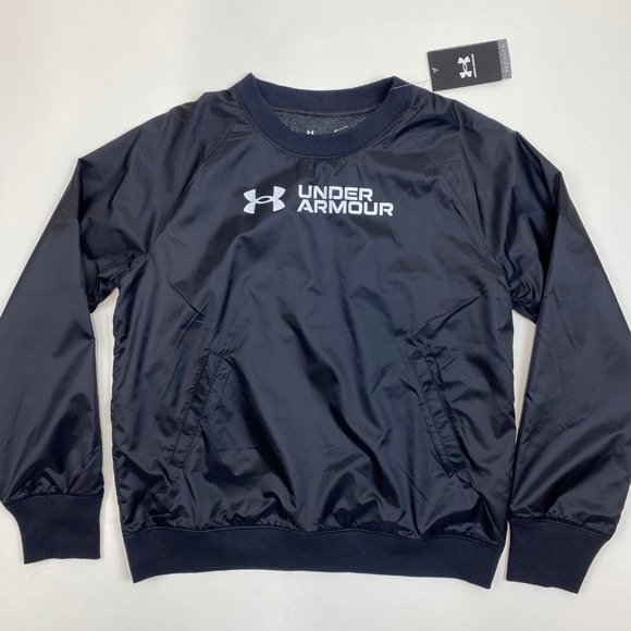 Under Armour Women's RUSH Woven Shine Crew Sweatshirt Small Black 1364012 Sample - Picture 2 of 8